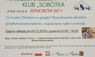 Klub ,,Sobótka" zaprasza na  Seniorów 60+ na zajęcia z smartfonem.