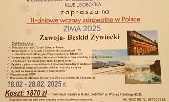 Klub "Sobótka" zaprasza na 11-dniowe wczasy zdrowotne w Polsce. Zawoja - Beskid Żywiecki.